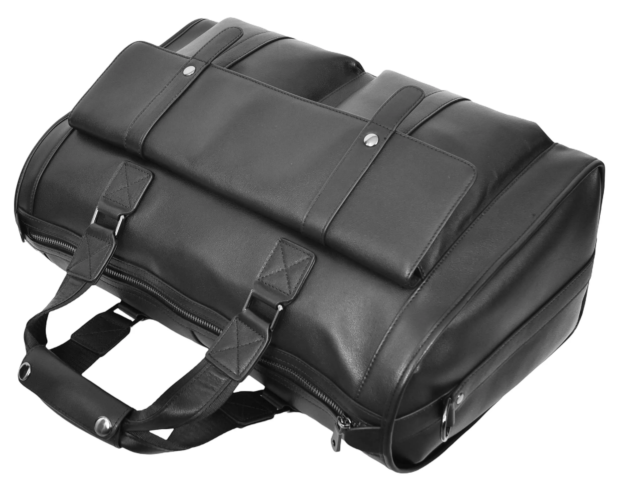 Holicarry Leather Weekend Large Holdall Overnight Bag Black