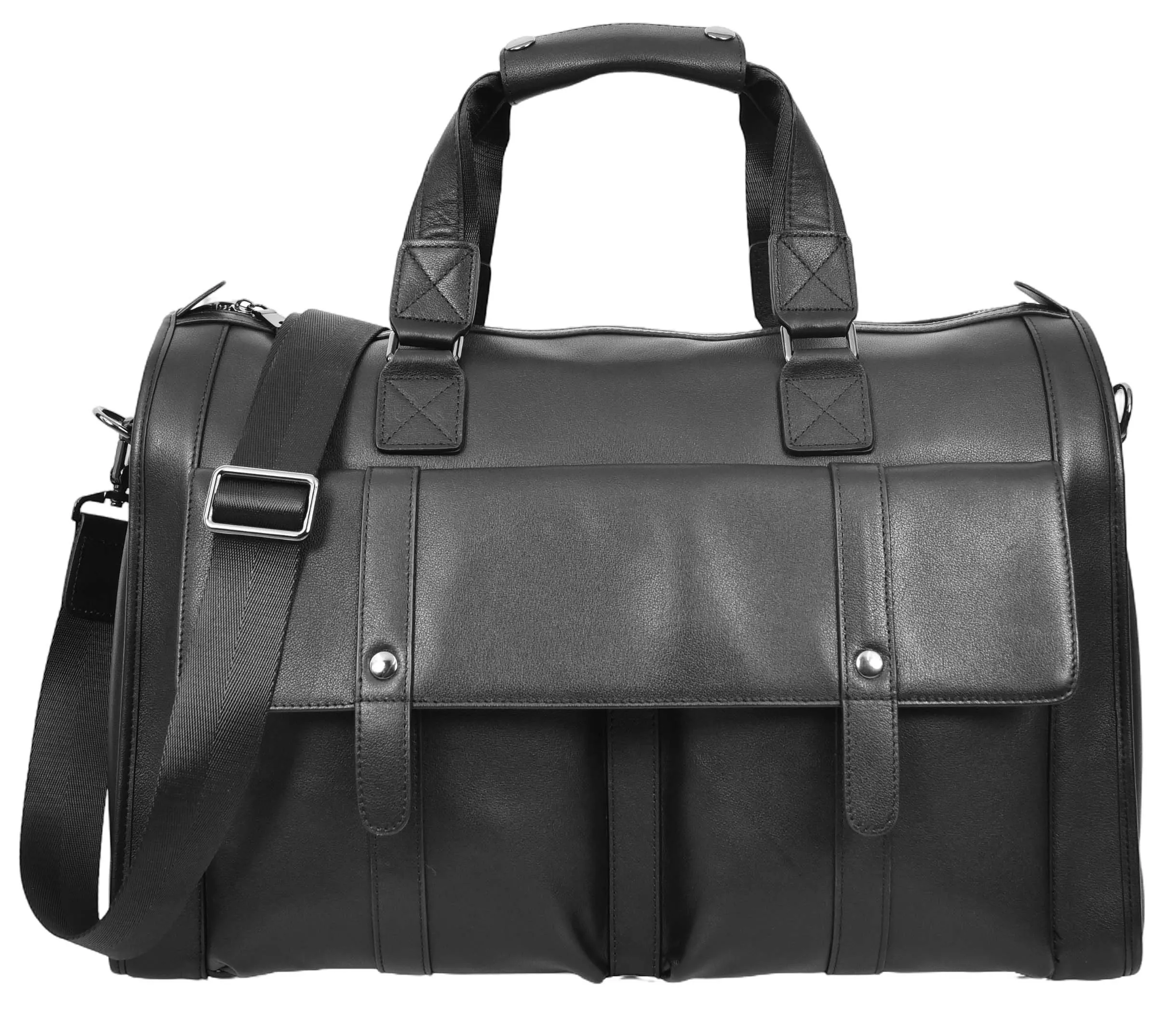 Holicarry Leather Weekend Large Holdall Overnight Bag Black