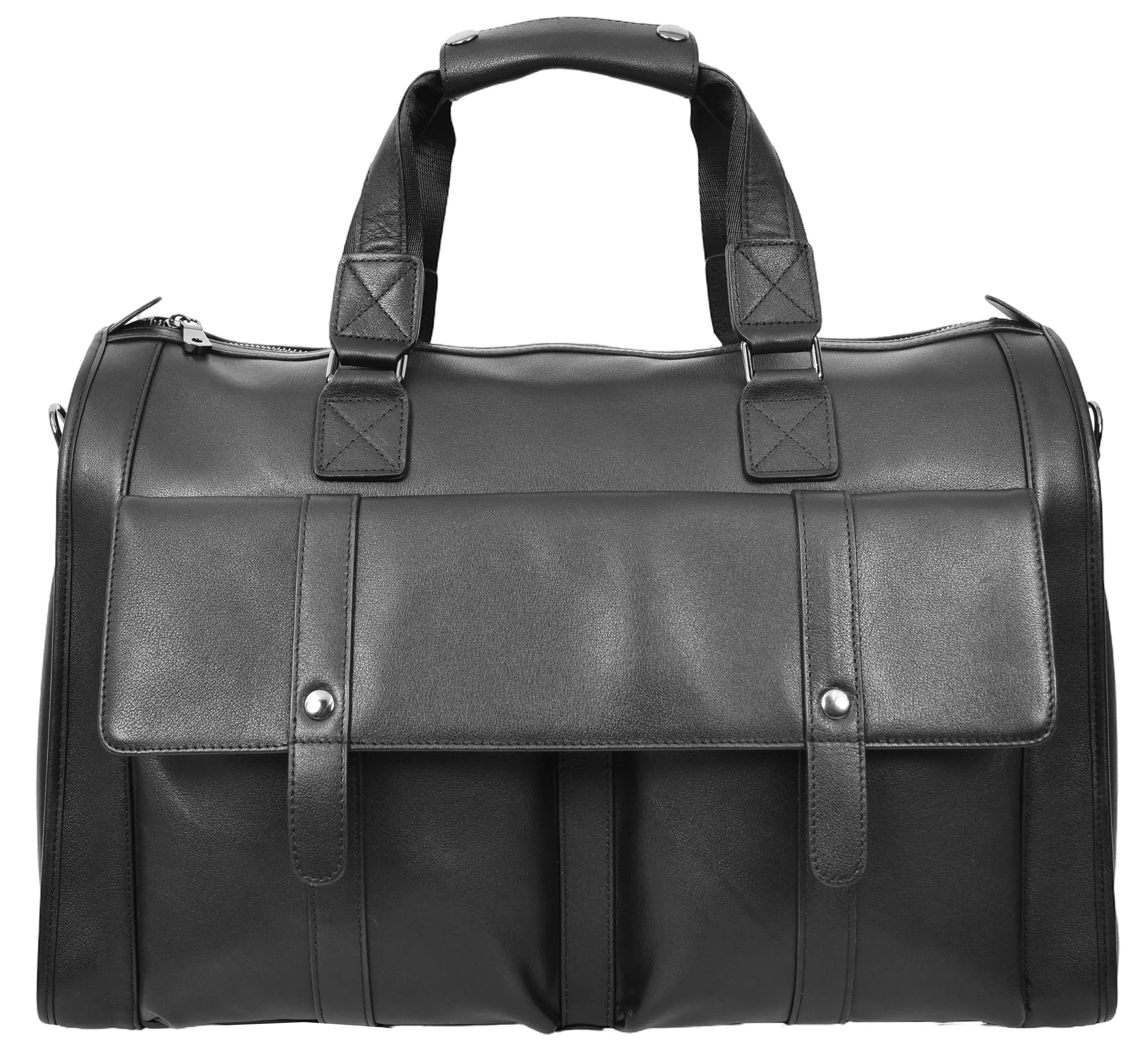 Holicarry Leather Weekend Large Holdall Overnight Bag Black