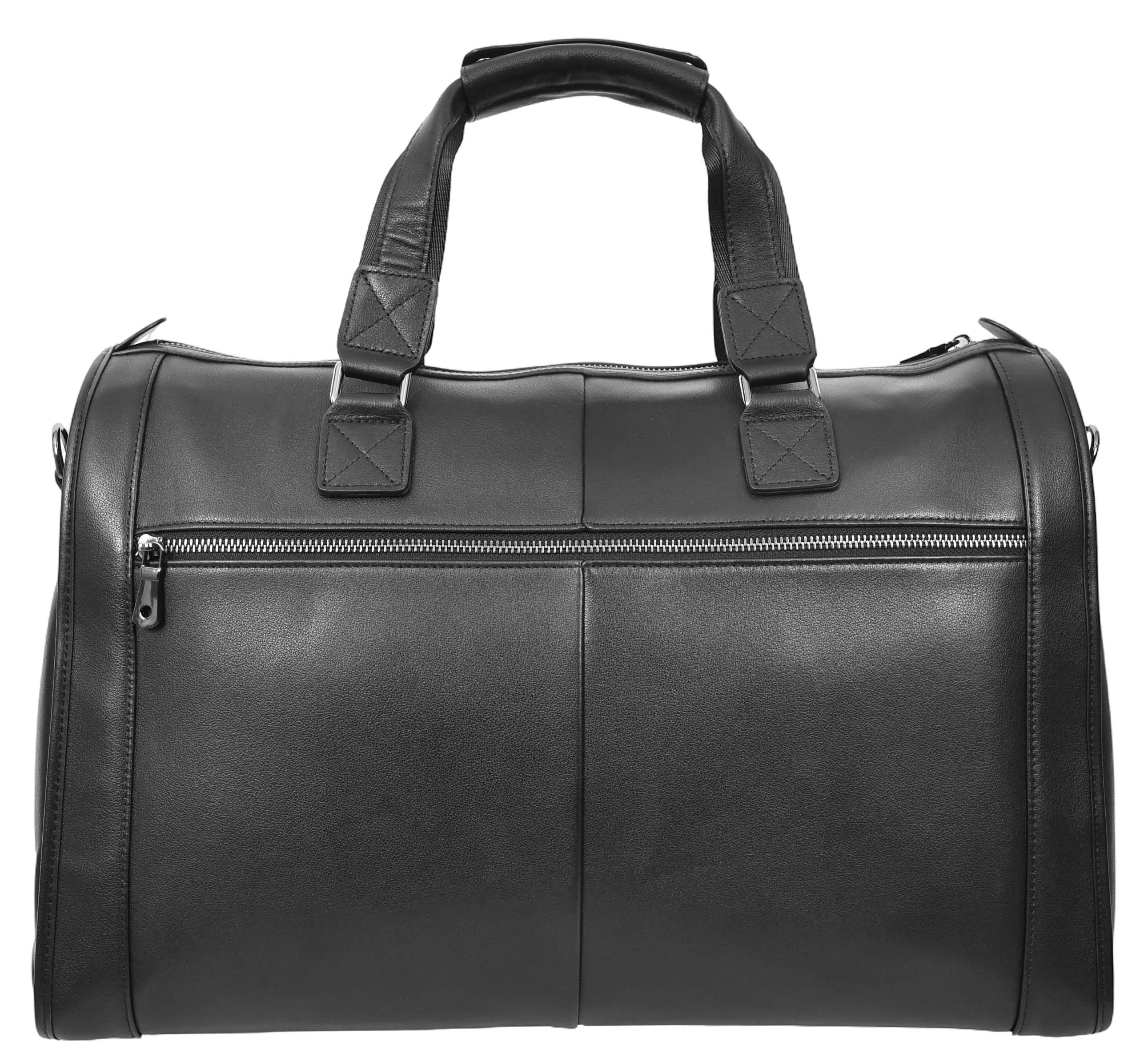 Holicarry Leather Weekend Large Holdall Overnight Bag Black