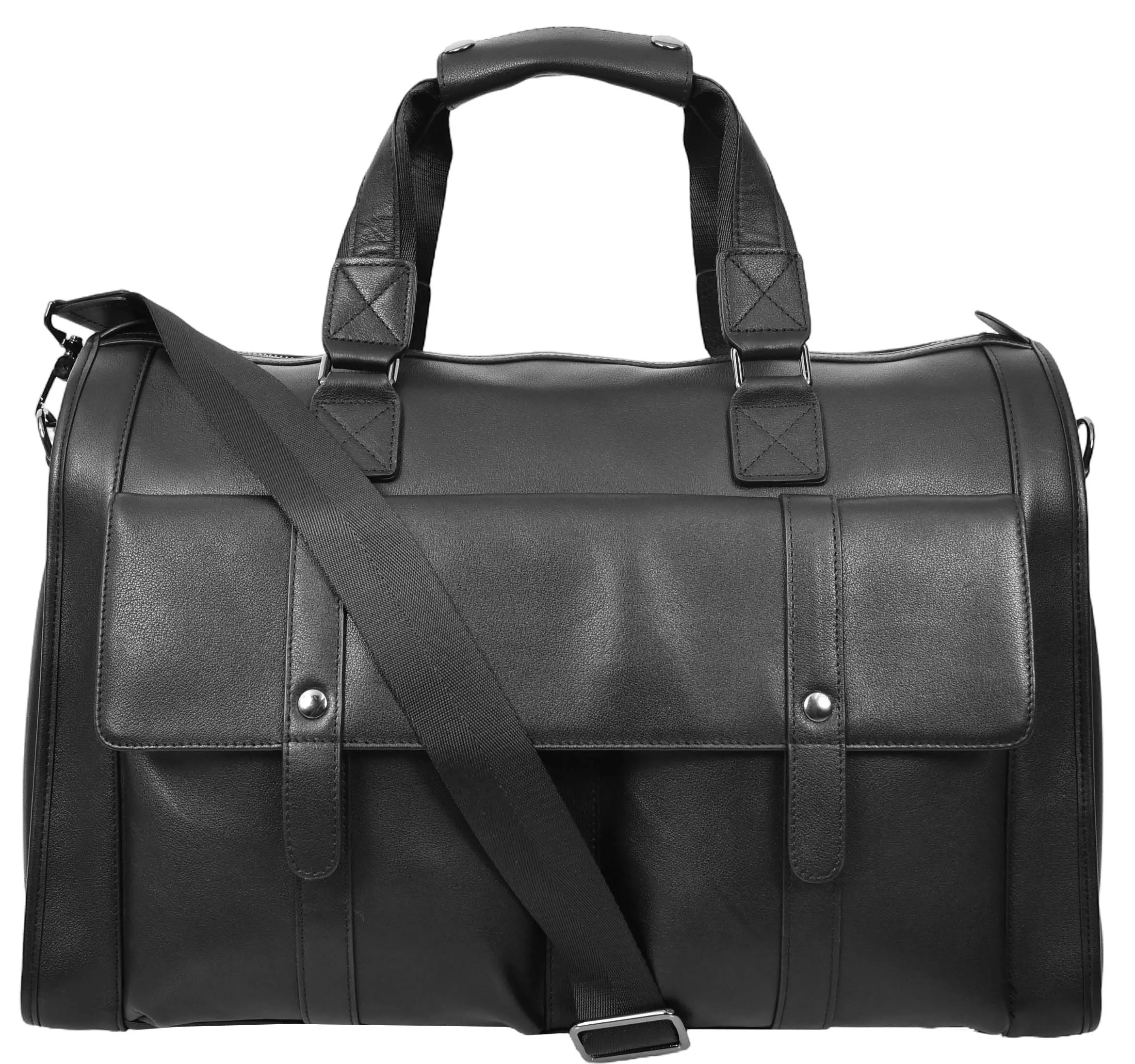 Holicarry Leather Weekend Large Holdall Overnight Bag Black