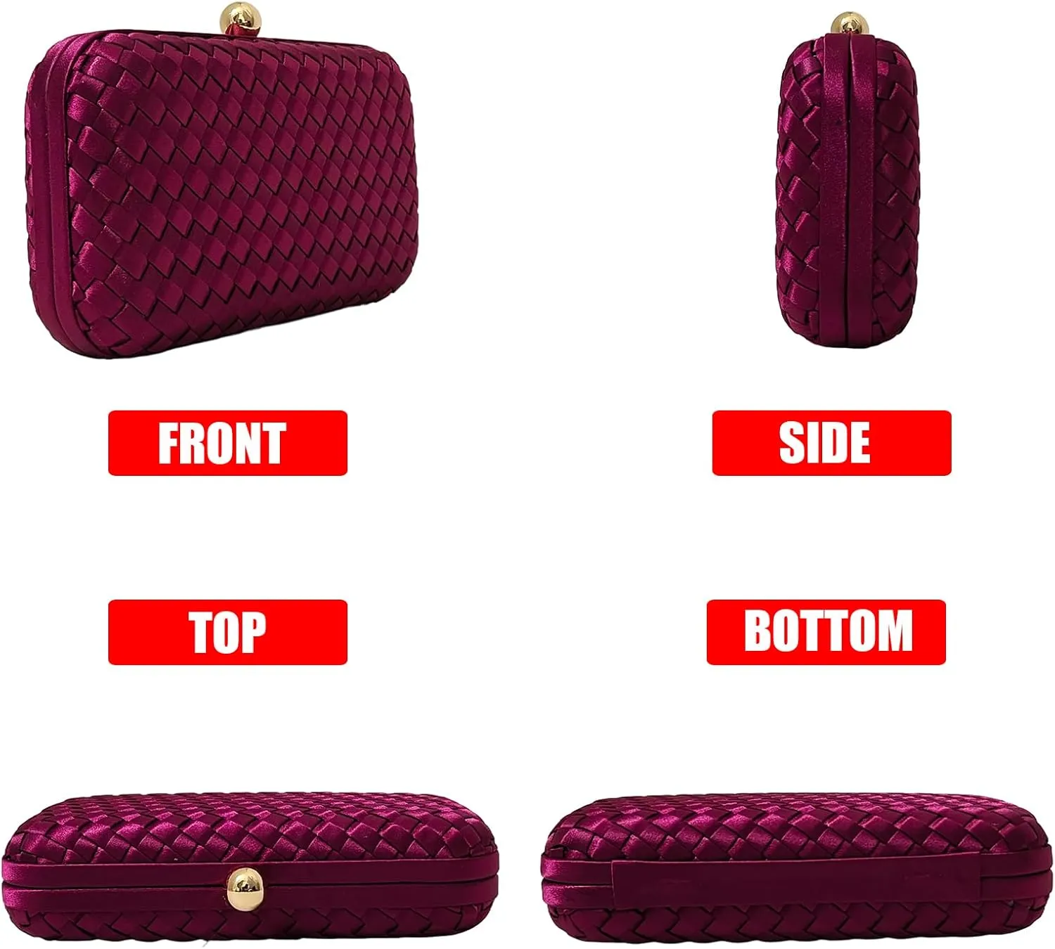 HUANG ZHUANG Handmade Woven Fabric Clutch Purse for Women Artificial Silk Crossbody handbag Banquet Dress Evening Bags