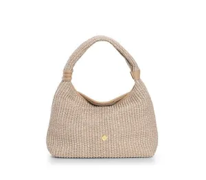Hydra Straw Mini Hobo Bag Beige