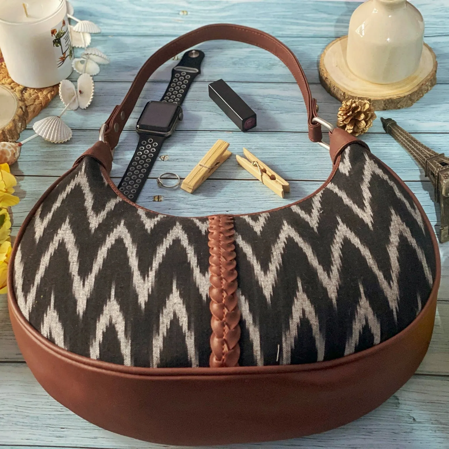 Ikat Wave Hobo Bag