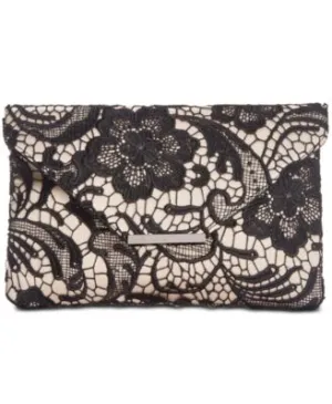 INC International Concepts Lily Lace Clutch, Black Multi/Gunmetal