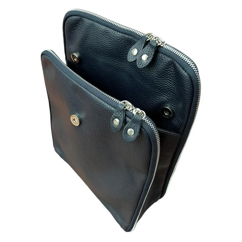Italian Leather Backpack Navy