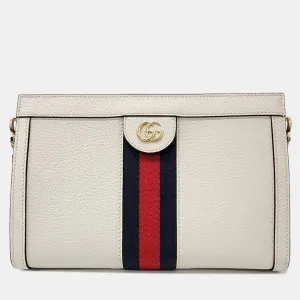 Ivory Leather Ophidia Shoulder Bag