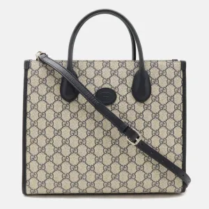 Ivory Navy Supreme GG Small Tote Bag