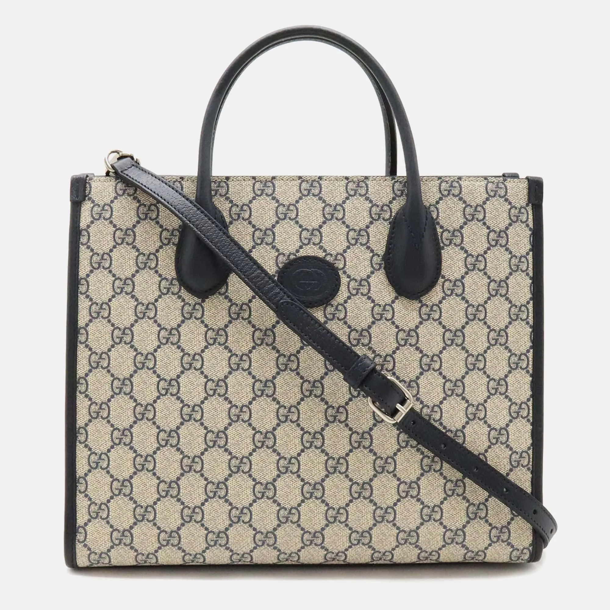 Ivory Navy Supreme GG Small Tote Bag
