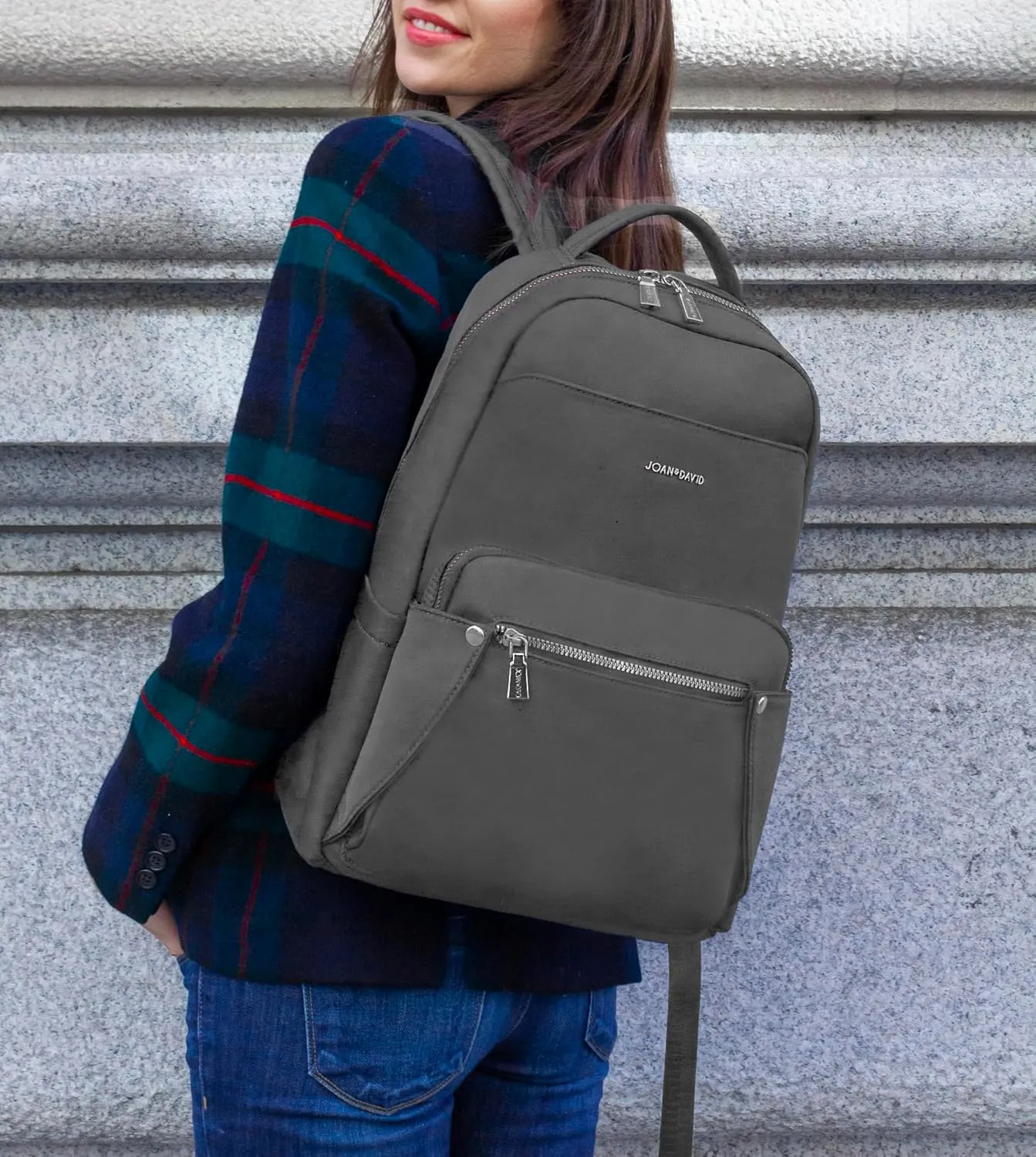 Joan & David Twill Nylon Workbook Laptop Backpacks, Jdb1039-027-charcoal, Travel Backpacks