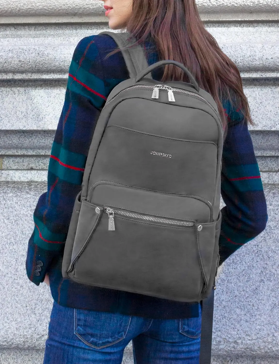 Joan & David Twill Nylon Workbook Laptop Backpacks, Jdb1039-027-charcoal, Travel Backpacks