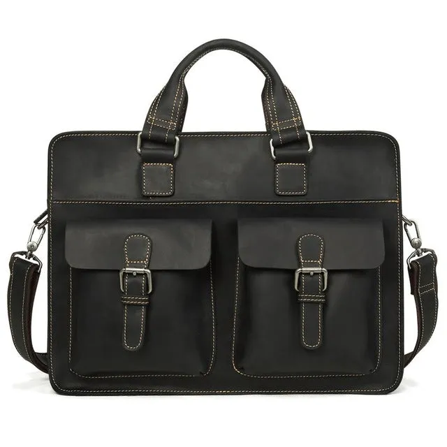 JOYIR Vintage Men's Cow Genuine Leather Briefcase Crazy Horse Leather Messenger Bag Male Laptop Bag Men Business Travel Bag