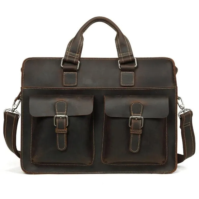 JOYIR Vintage Men's Cow Genuine Leather Briefcase Crazy Horse Leather Messenger Bag Male Laptop Bag Men Business Travel Bag