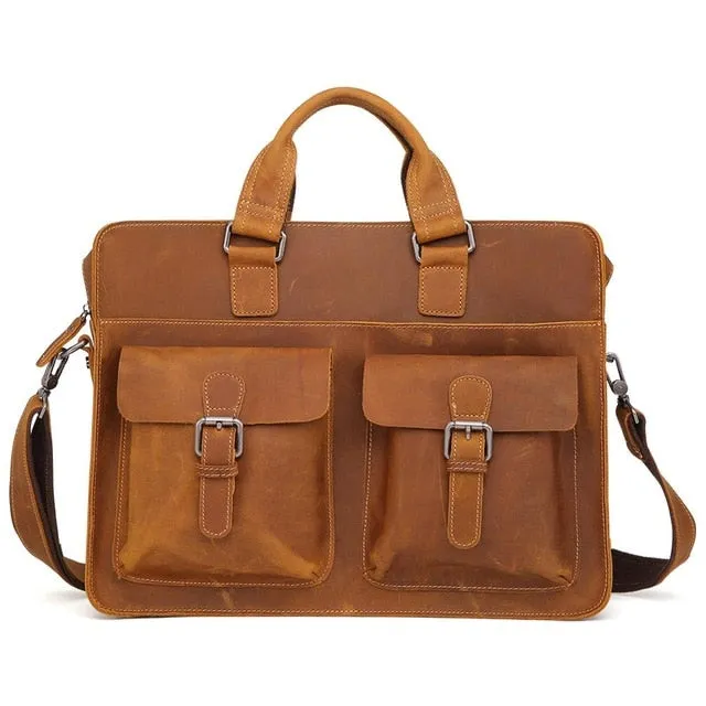 JOYIR Vintage Men's Cow Genuine Leather Briefcase Crazy Horse Leather Messenger Bag Male Laptop Bag Men Business Travel Bag