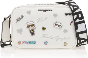 Karl Lagerfeld Paris Maybelle Pin Crossbody, White/Sparkle