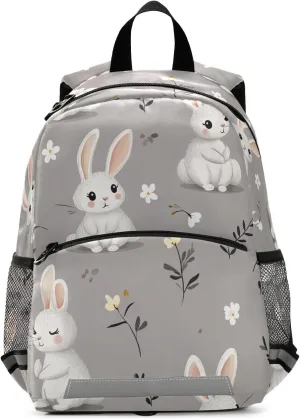 KLL Cute Rabbit Grey personal backpack for kids drawstring bookbags for child