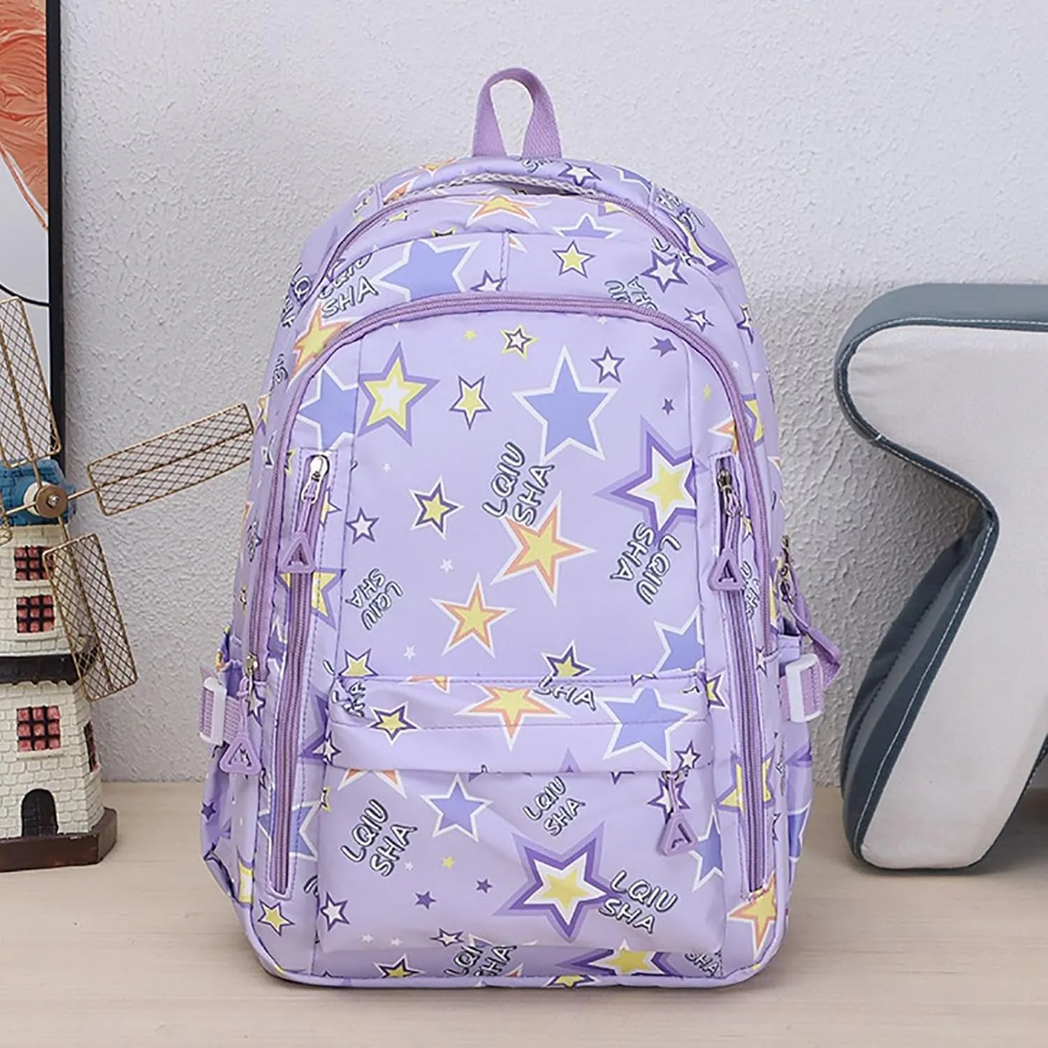 Ladies Multipurpose Design Handbag Retro Large Capacity Solid Soft Fashion Backpacks Womens Purses Medium Size(Light Purple)