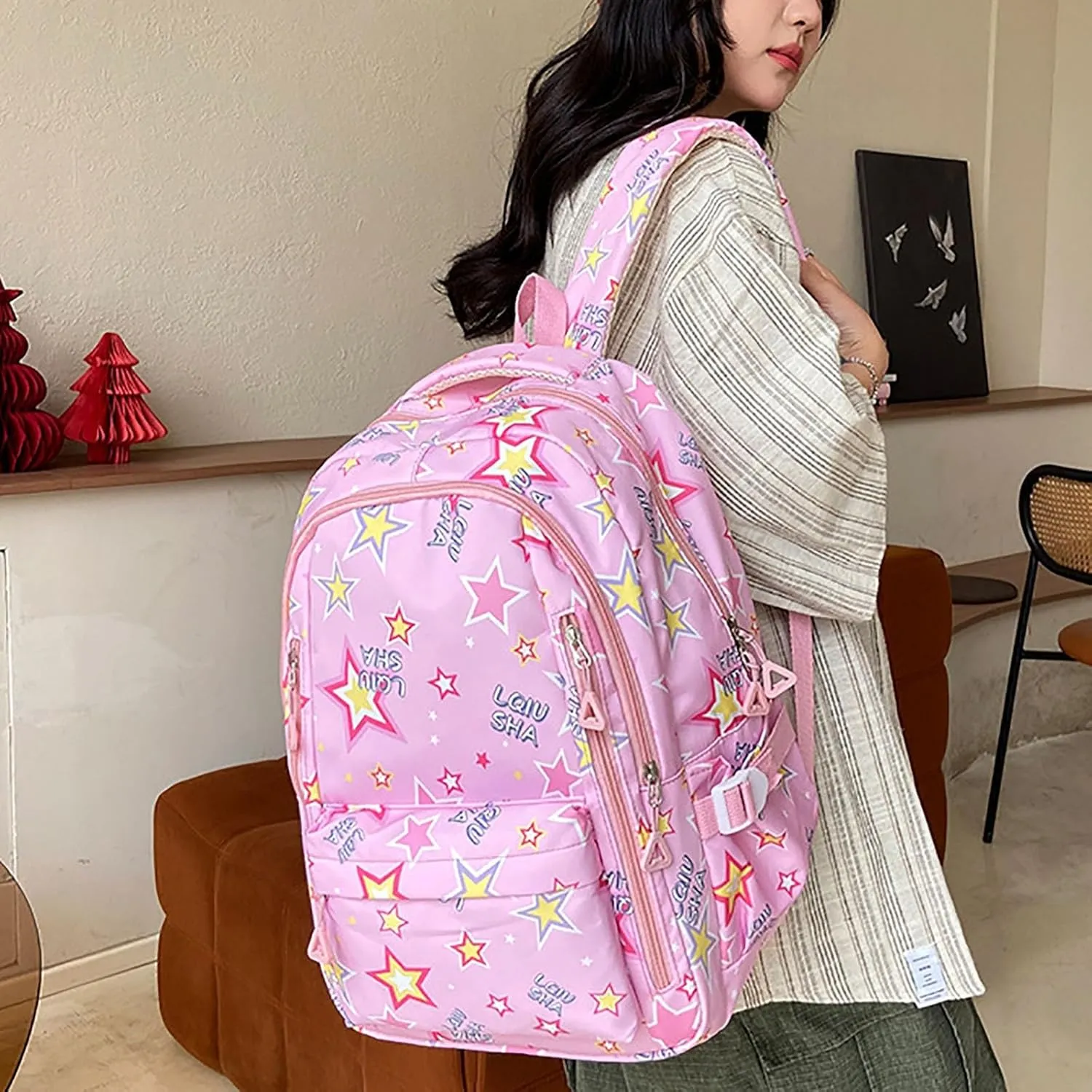 Ladies Multipurpose Design Handbag Retro Large Capacity Solid Soft Fashion Backpacks Womens Purses Medium Size(One Size)
