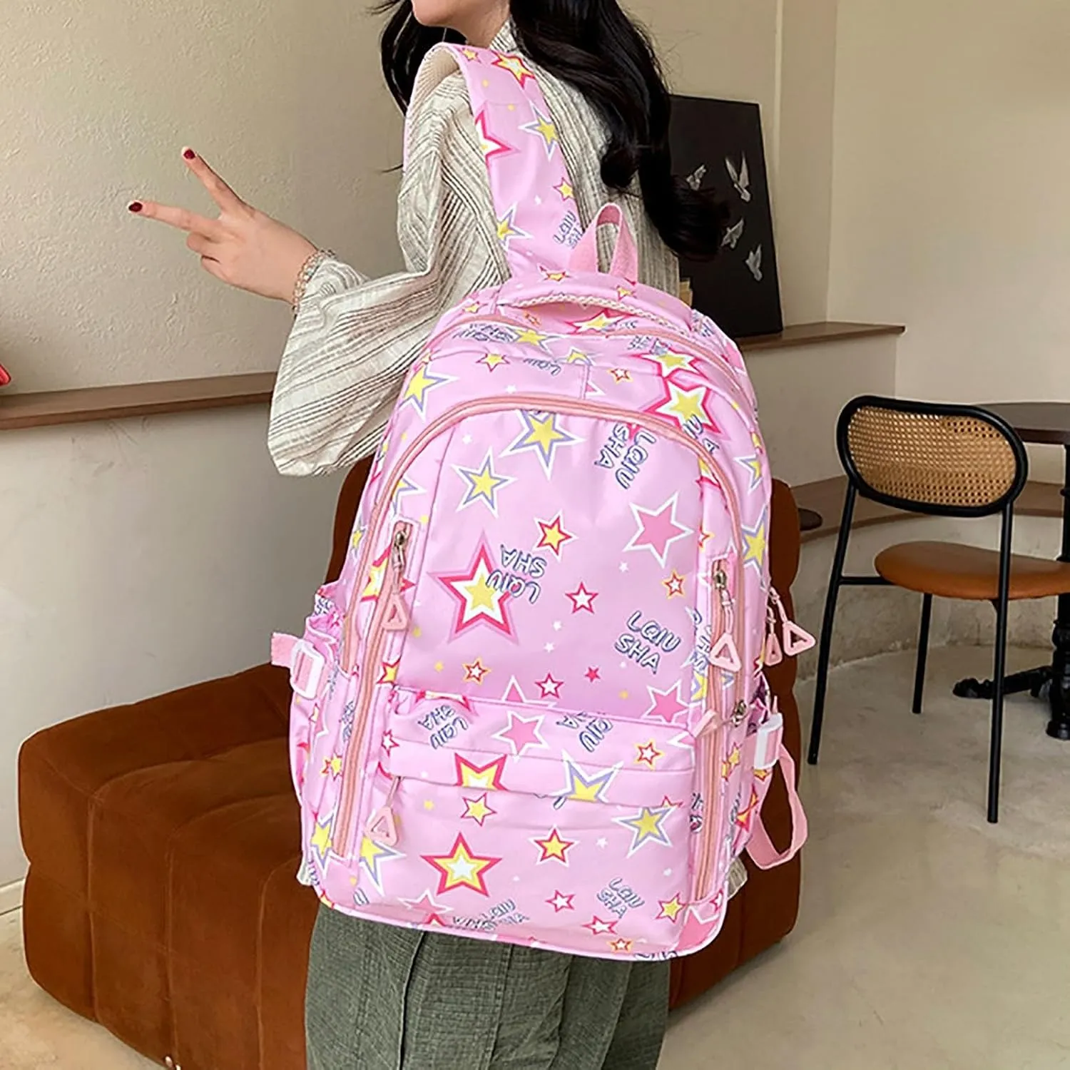 Ladies Multipurpose Design Handbag Retro Large Capacity Solid Soft Fashion Backpacks Womens Purses Medium Size(One Size)