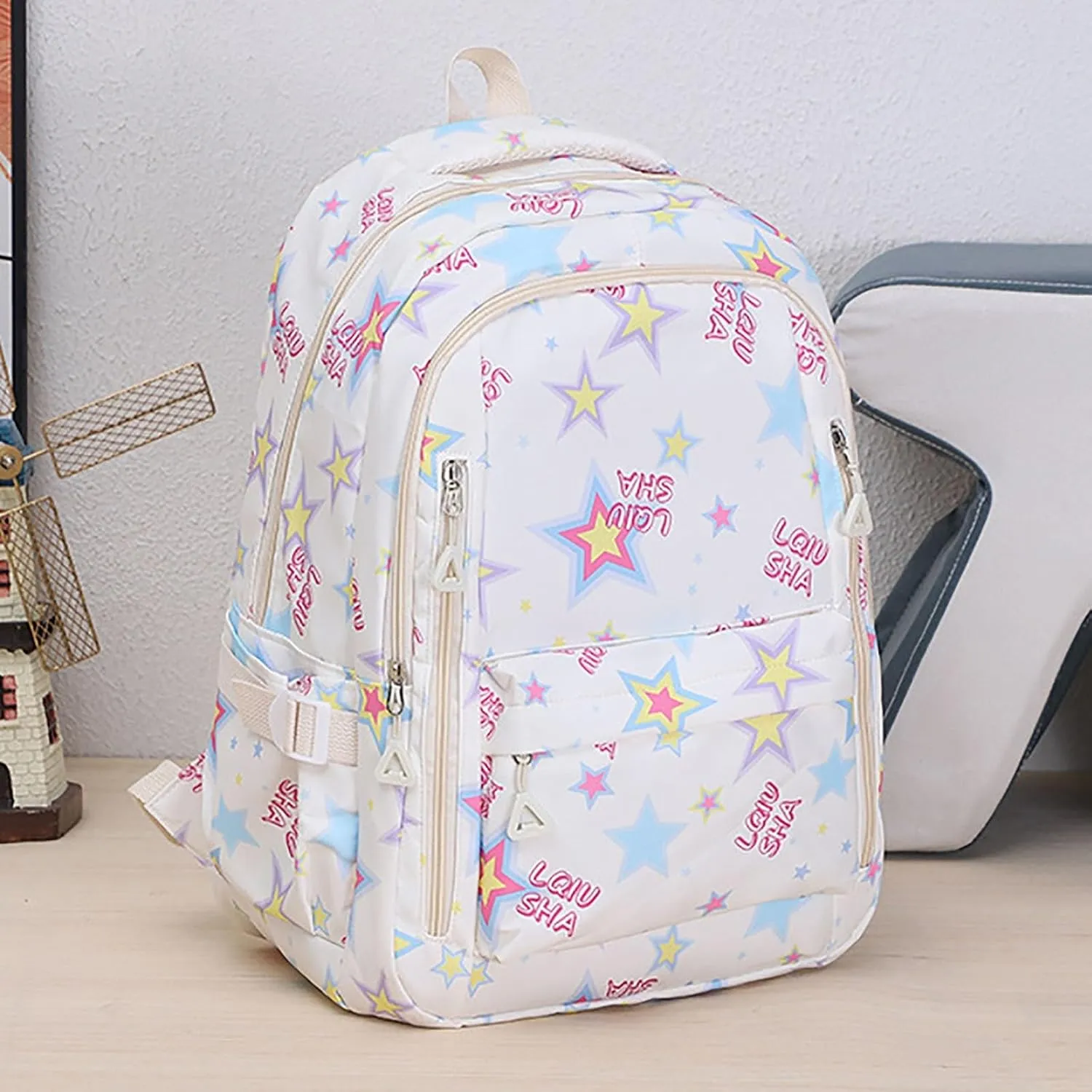 Ladies Multipurpose Design Handbag Retro Large Capacity Solid Soft Fashion Backpacks Womens Purses Medium Size(White)
