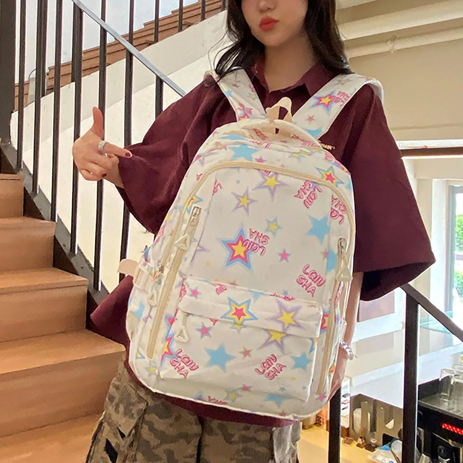 Ladies Multipurpose Design Handbag Retro Large Capacity Solid Soft Fashion Backpacks Womens Purses Medium Size(White)