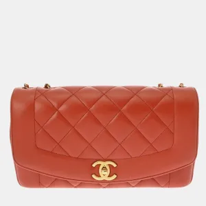 Lambskin Brown Vintage Diana Shoulder Bag