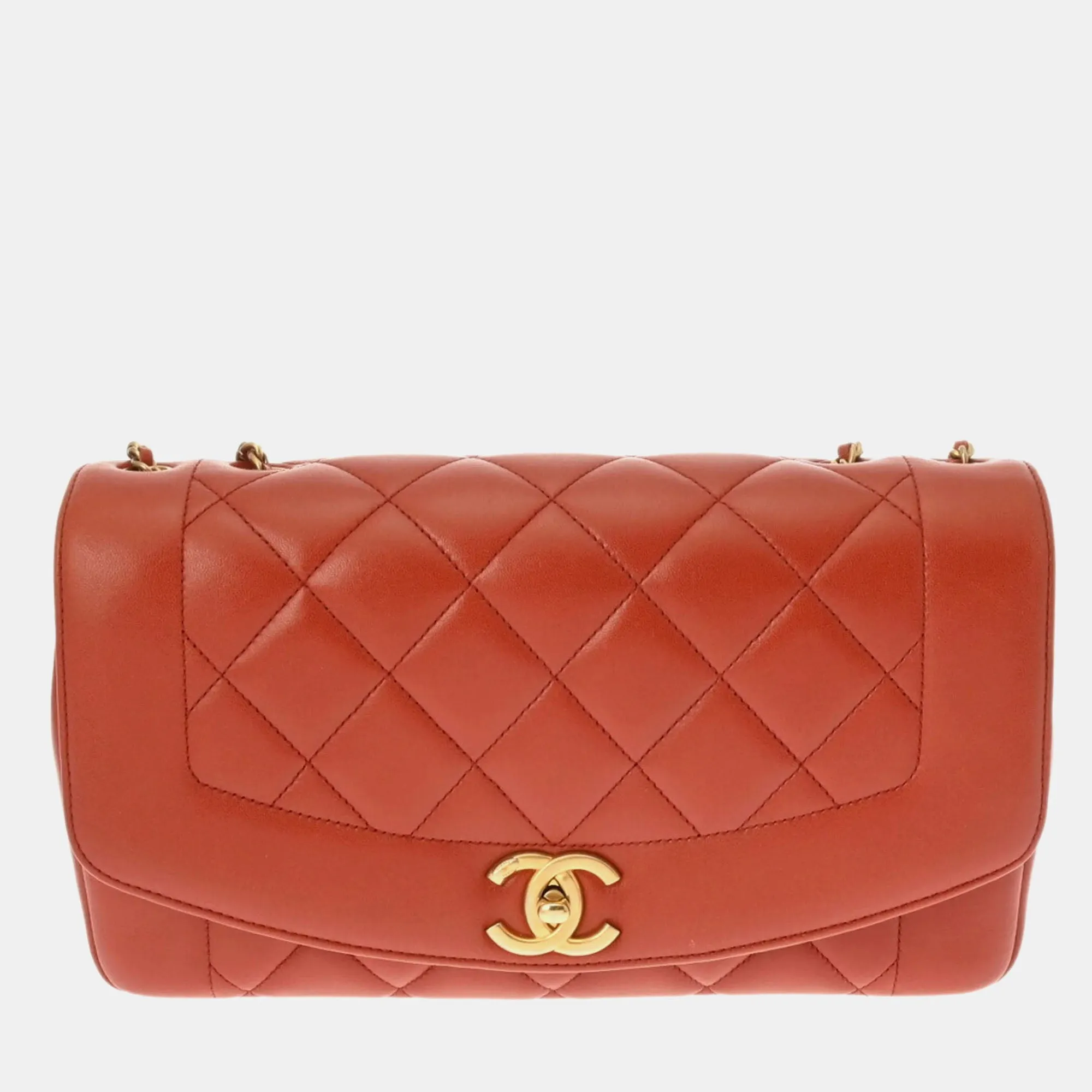 Lambskin Brown Vintage Diana Shoulder Bag