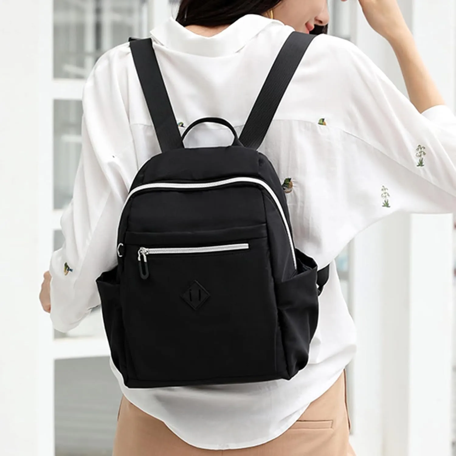 Large Capacity Backpack Ladies Fashion Travel Bag Trendy Backpack Mini Sling for Women Purse (Black, One Size)