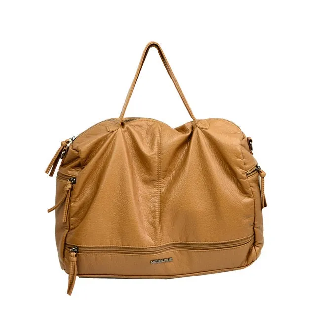 Large Capacity Bags for Women 2020 Shoulder Tote Bag washed PU Motorcycle  Messenger casual handbags Top-handle bags Sac a main