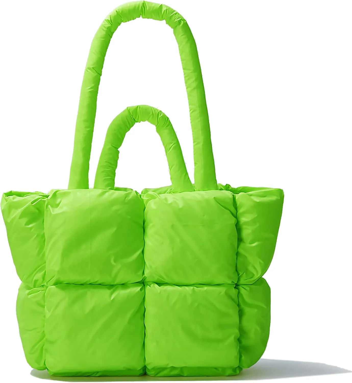 Large Lightweight Quilted Tote Bag for Women, Luxury Soft Padded Handbags, Winter Nylon Down Cotton Padding Shoulder Bags