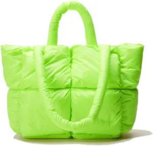 Large Lightweight Quilted Tote Bag for Women, Luxury Soft Padded Handbags, Winter Nylon Down Cotton Padding Shoulder Bags