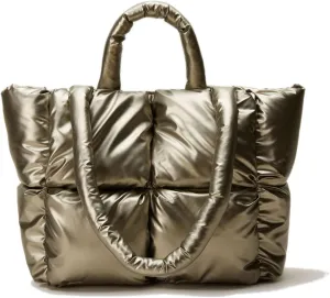 Large Lightweight Quilted Tote Bag for Women, Luxury Soft Padded Handbags, Winter Nylon Down Cotton Padding Shoulder Bags