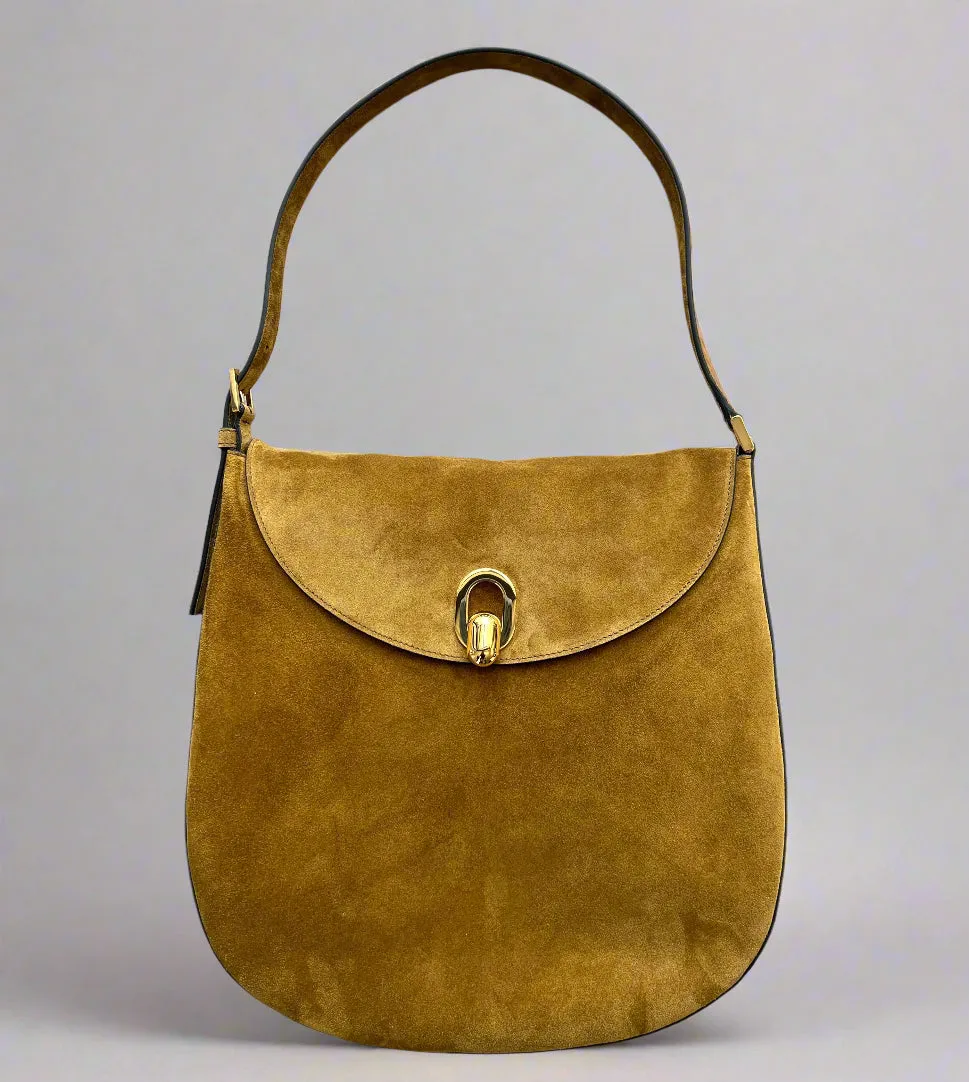 Large Tondo Hobo Suede, Sepai (G)
