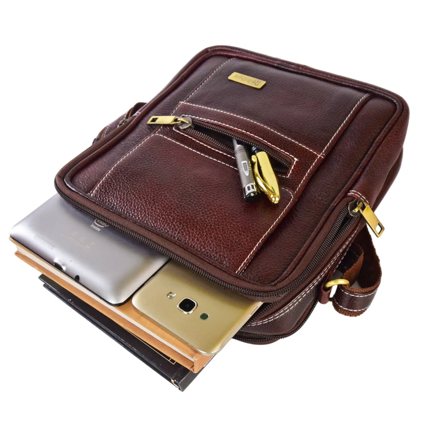 LEATHER SLING BAG 998918 (BROWN)