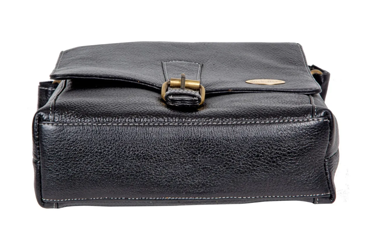 LEATHER SLING BAG  998921 (BLACK)