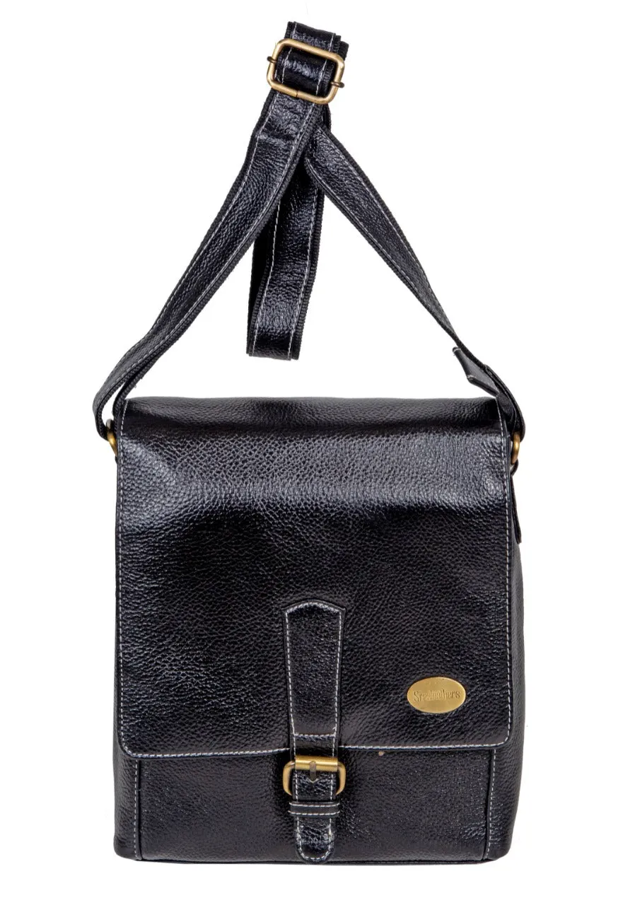 LEATHER SLING BAG  998921 (BLACK)