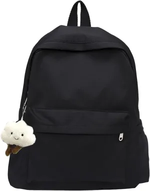 Leather Travel Backpack for Women Adjustable Shoulder Belt Zipper Backpacks Stylish Daypack Purse Shoulder Bag(Black)