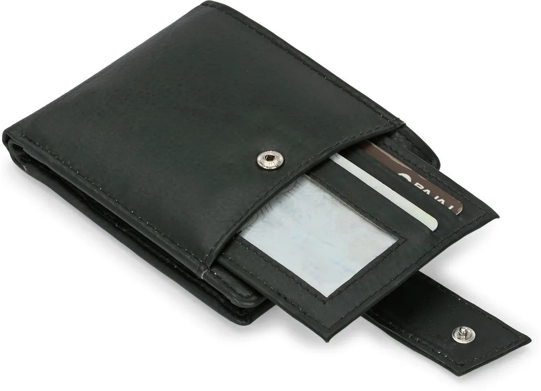 Leophant Men Formal Black Genuine Leather Wallet (14 Card Slots)