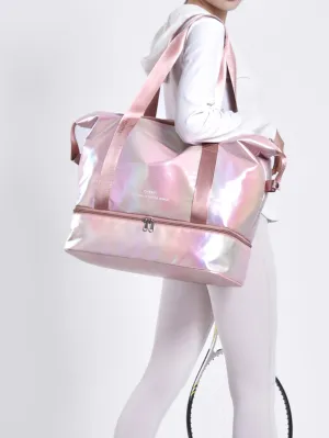 Letter Pattern Duffel Bag Holographic Travel Bag