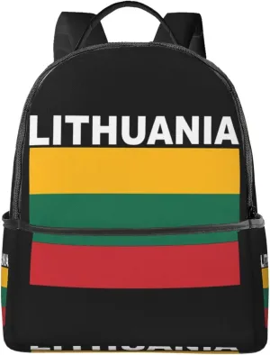Lithuania Flag Casual Backpacks Laptop Backpack Carry-on Daypack Sports Travel Rucksack Lightweight Working Bag for Outdoor Hiking Cycling Walking