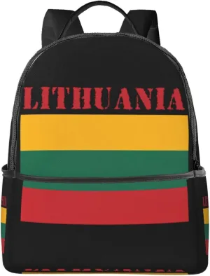 Lithuania Flag Casual Backpacks Laptop Backpack Carry-on Daypack Sports Travel Rucksack Lightweight Working Bag for Outdoor Hiking Cycling Walking