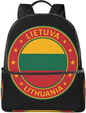 Lithuania Lietuva Flag Casual Backpacks Laptop Backpack Carry-on Daypack Sports Travel Rucksack Lightweight Working Bag for Outdoor Hiking Cycling Walking
