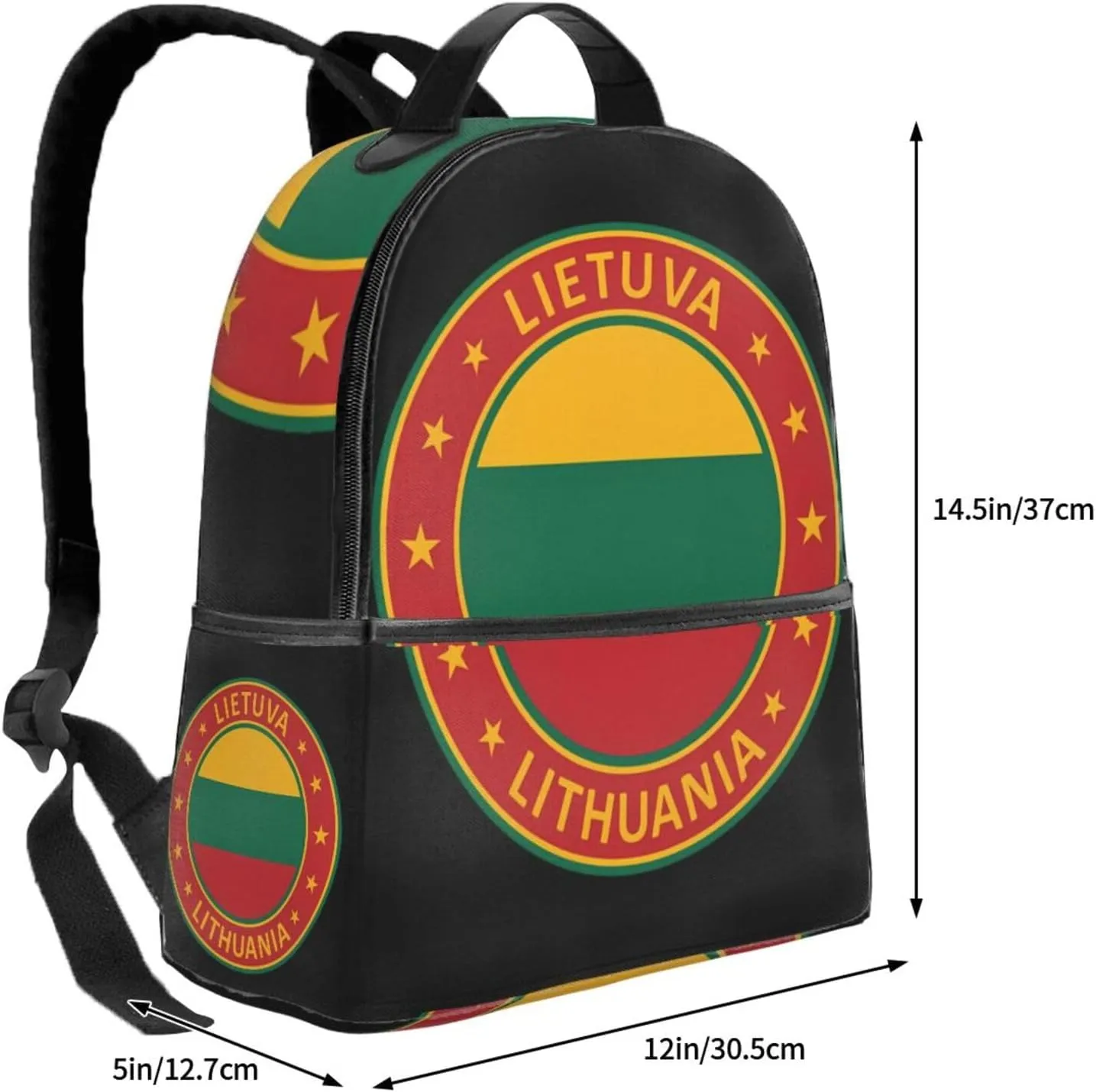 Lithuania Lietuva Flag Casual Backpacks Laptop Backpack Carry-on Daypack Sports Travel Rucksack Lightweight Working Bag for Outdoor Hiking Cycling Walking