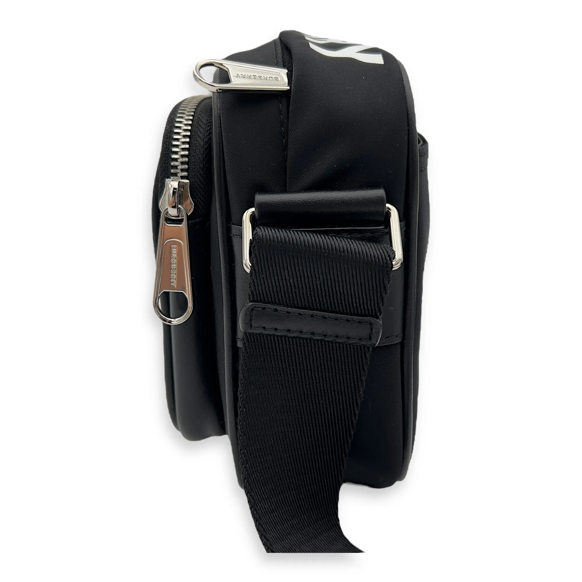 Logo Crossbody Bag Black in Nylon, Silver hardware