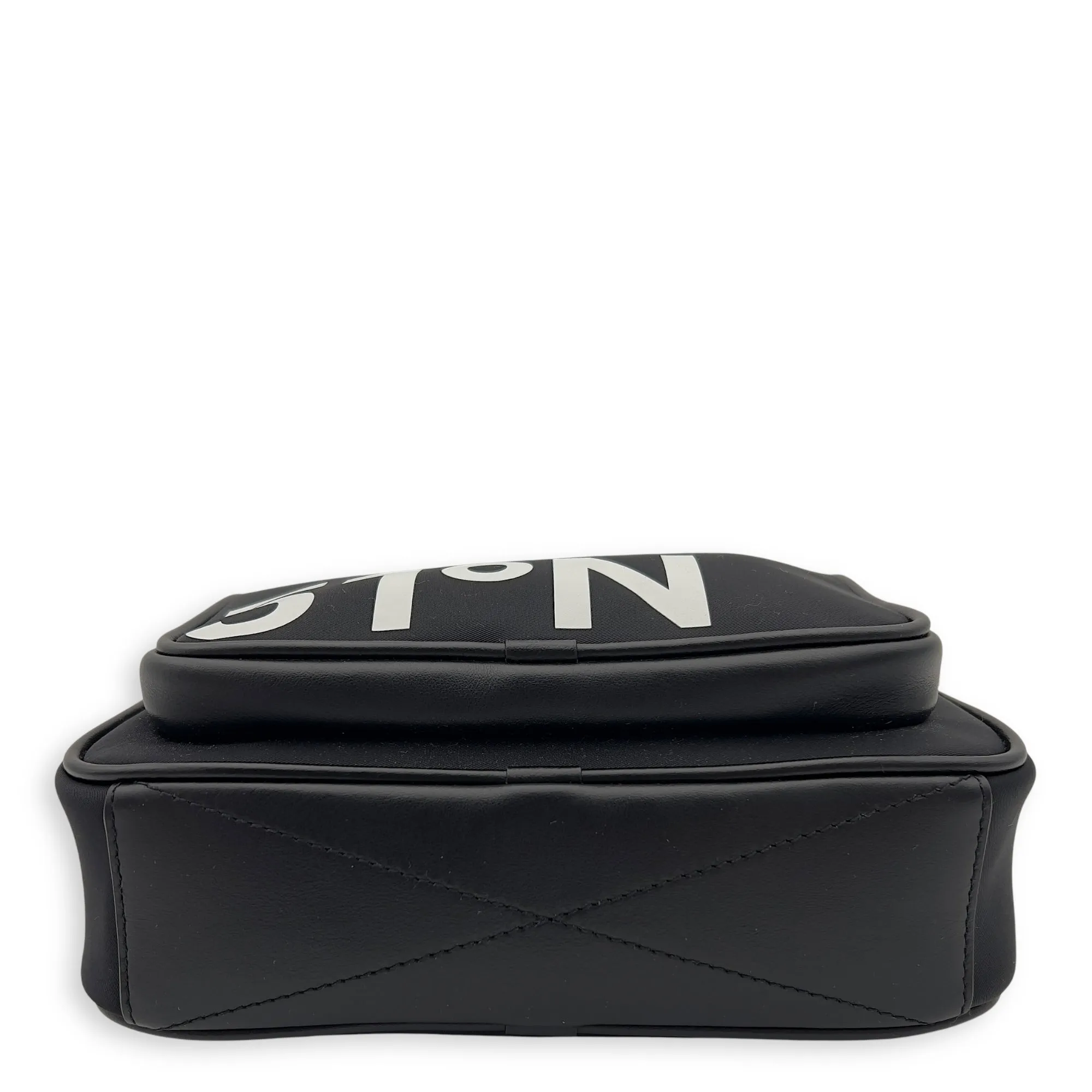 Logo Crossbody Bag Black in Nylon, Silver hardware