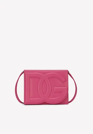 Logo Embossed Crossbody Bag in Calf Leather