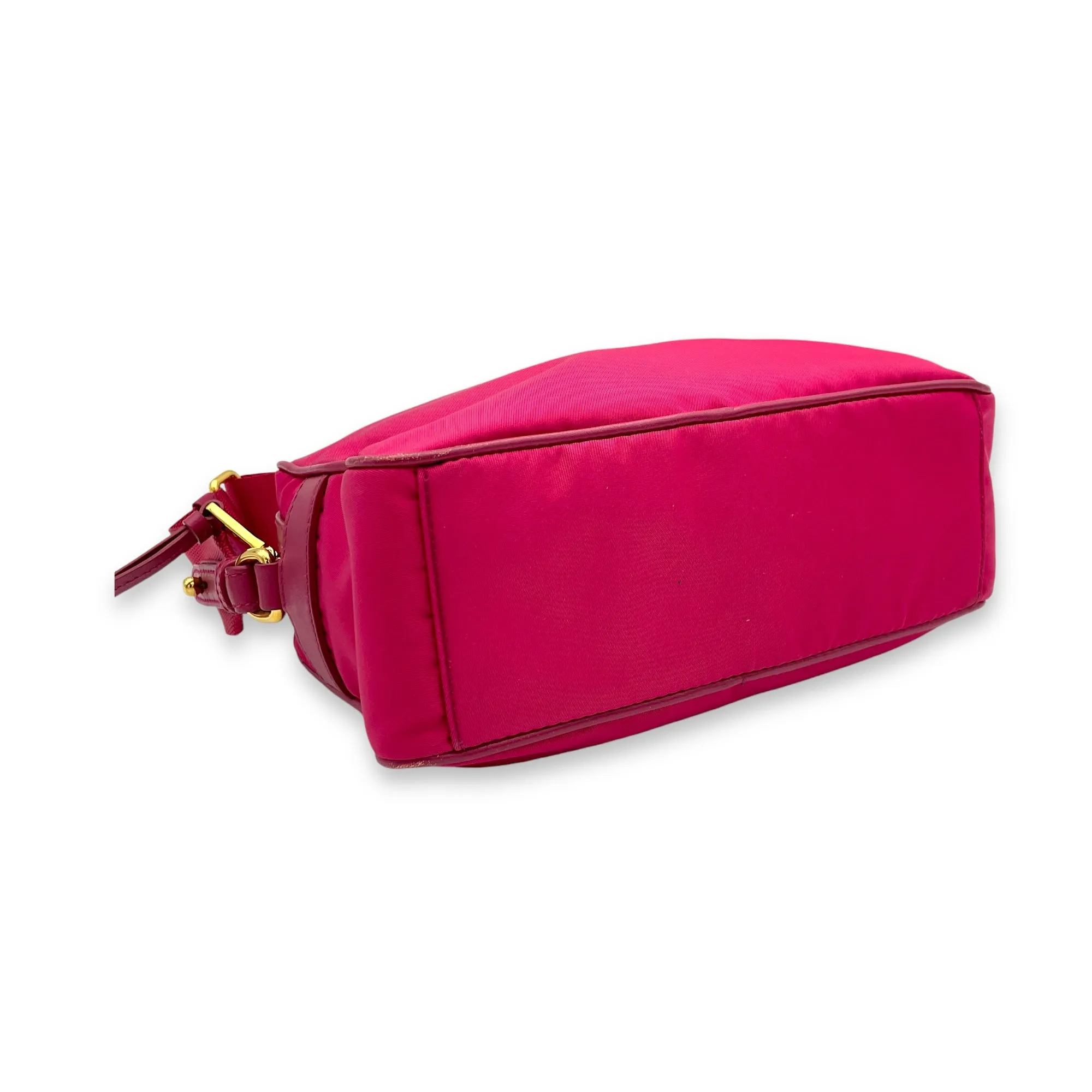 Logo Pink Crossbody Bag in Nylon, Gold hardware
