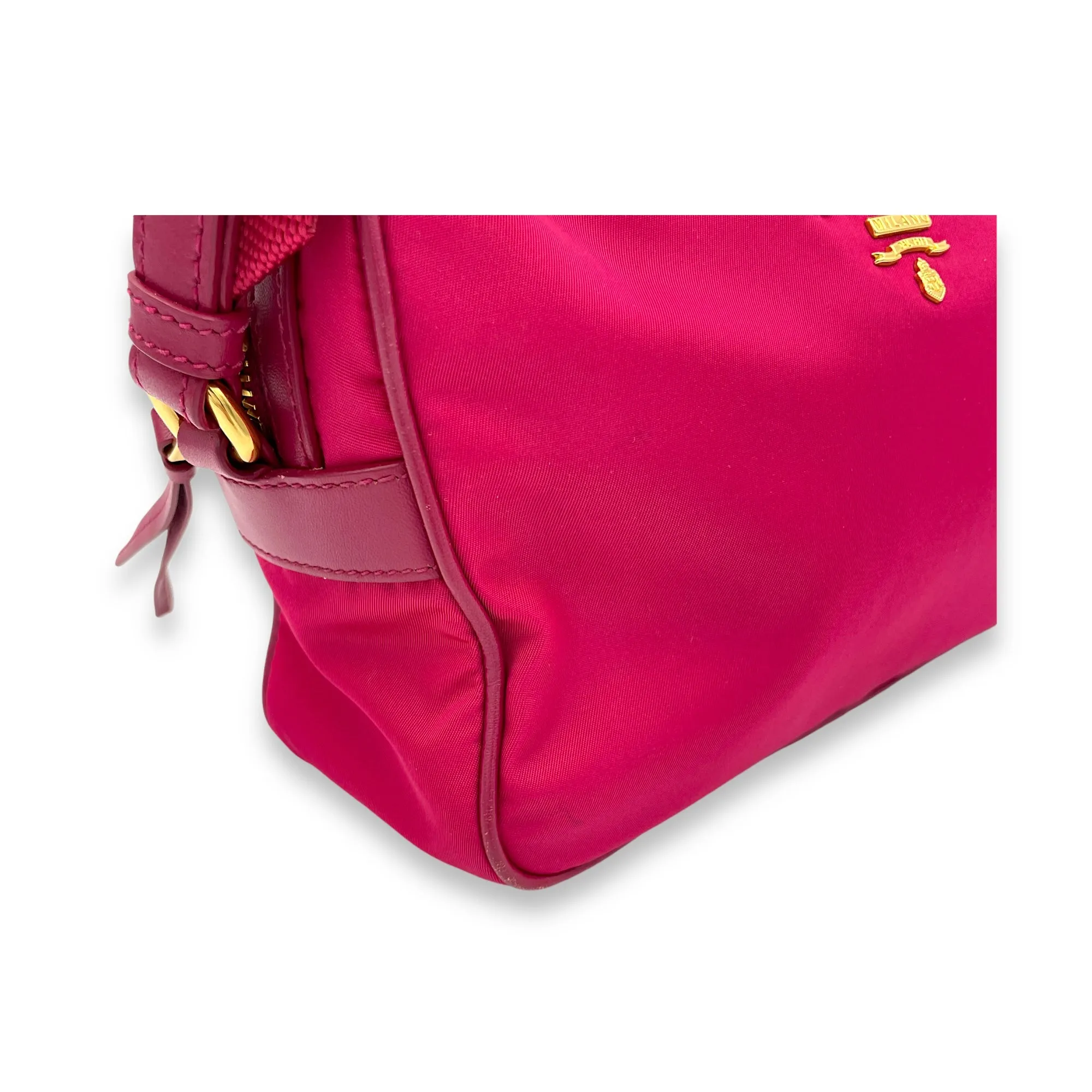 Logo Pink Crossbody Bag in Nylon, Gold hardware