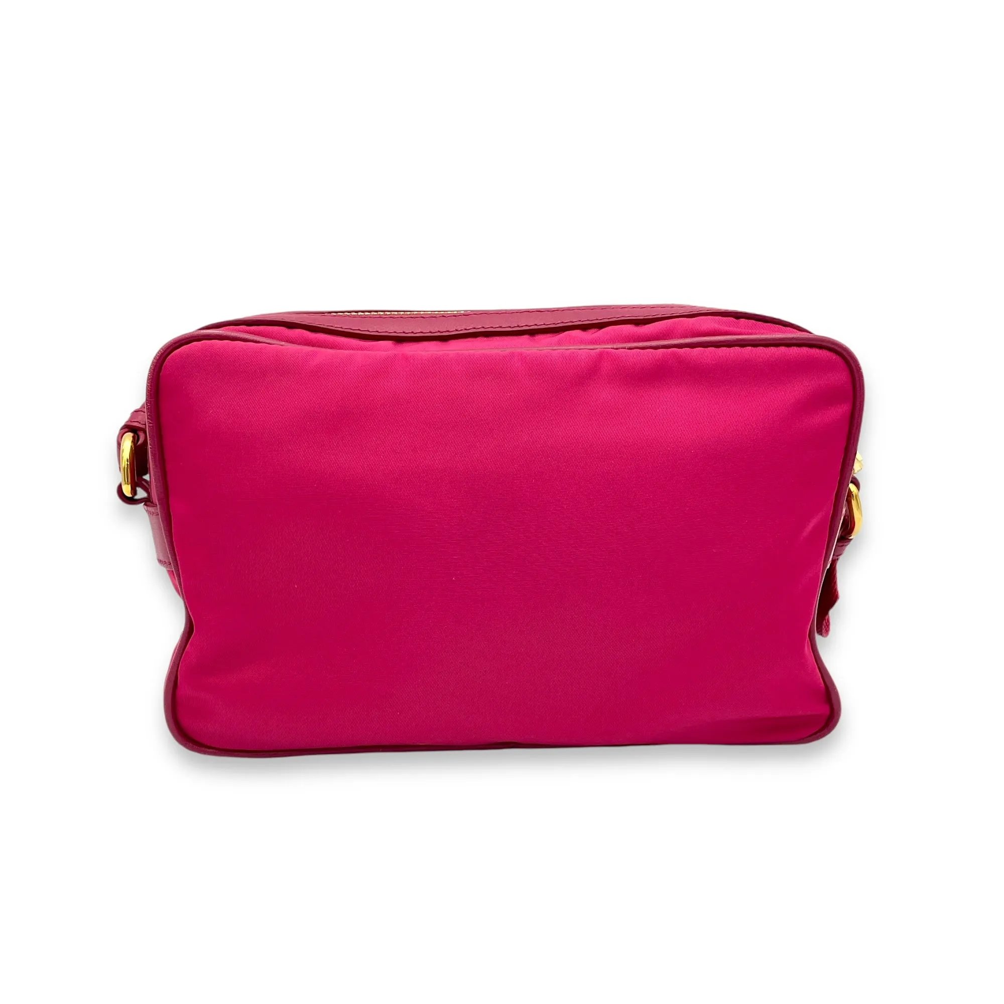Logo Pink Crossbody Bag in Nylon, Gold hardware