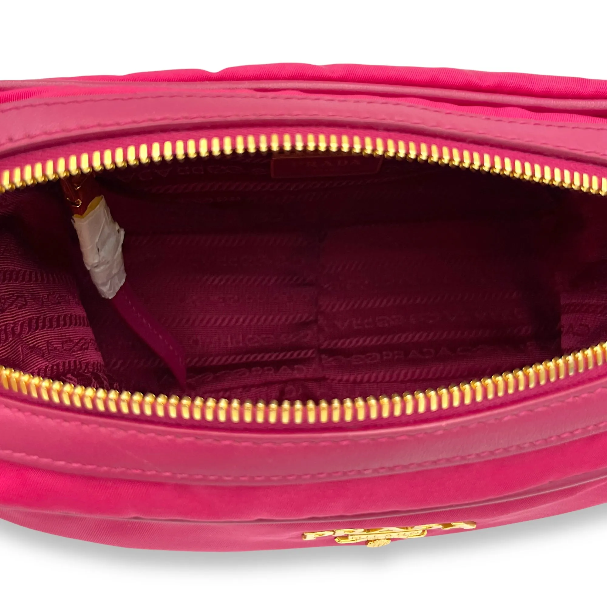 Logo Pink Crossbody Bag in Nylon, Gold hardware
